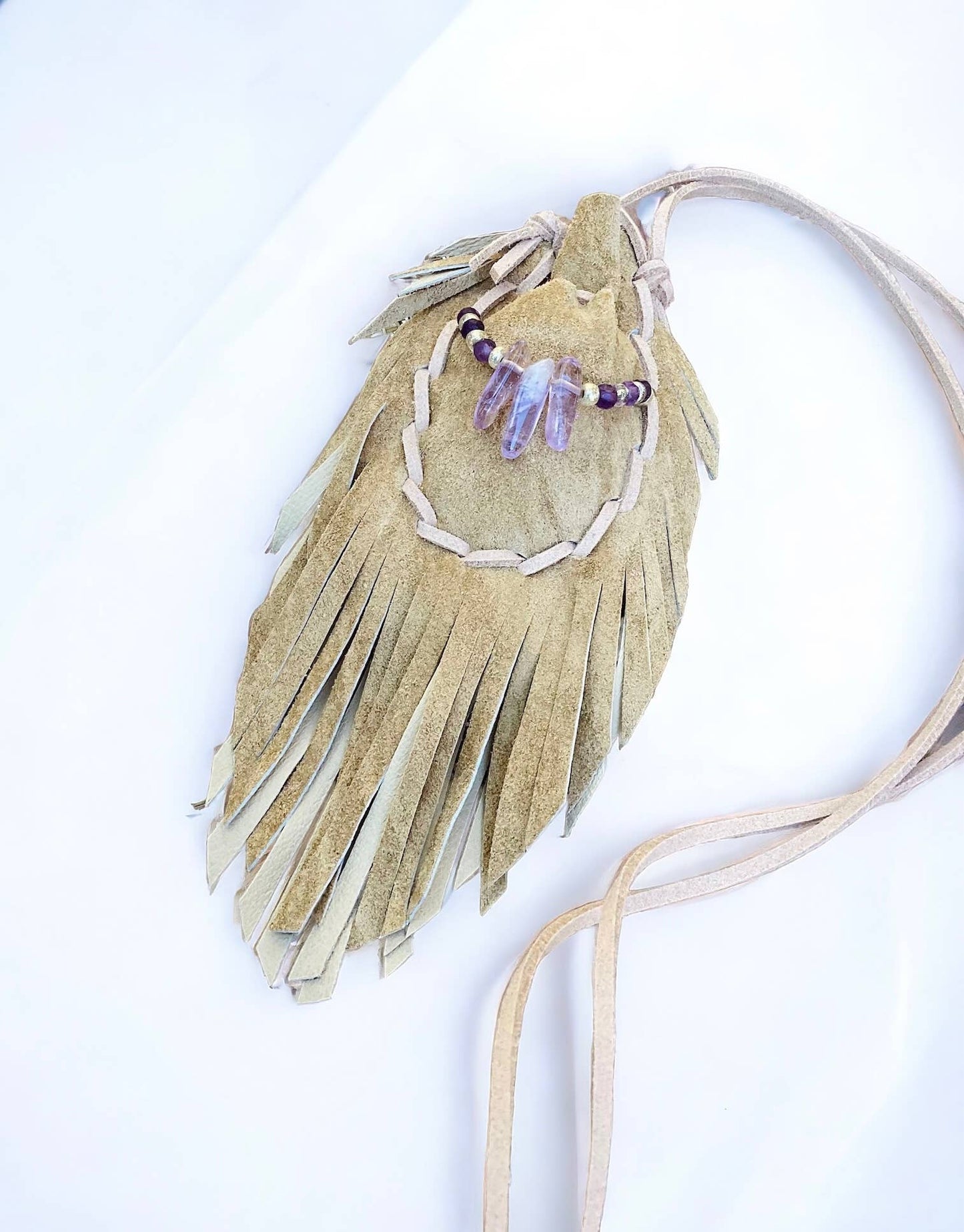 Helena Amulet Bag / Medicine Bag / Amethyst Necklace / Boho 