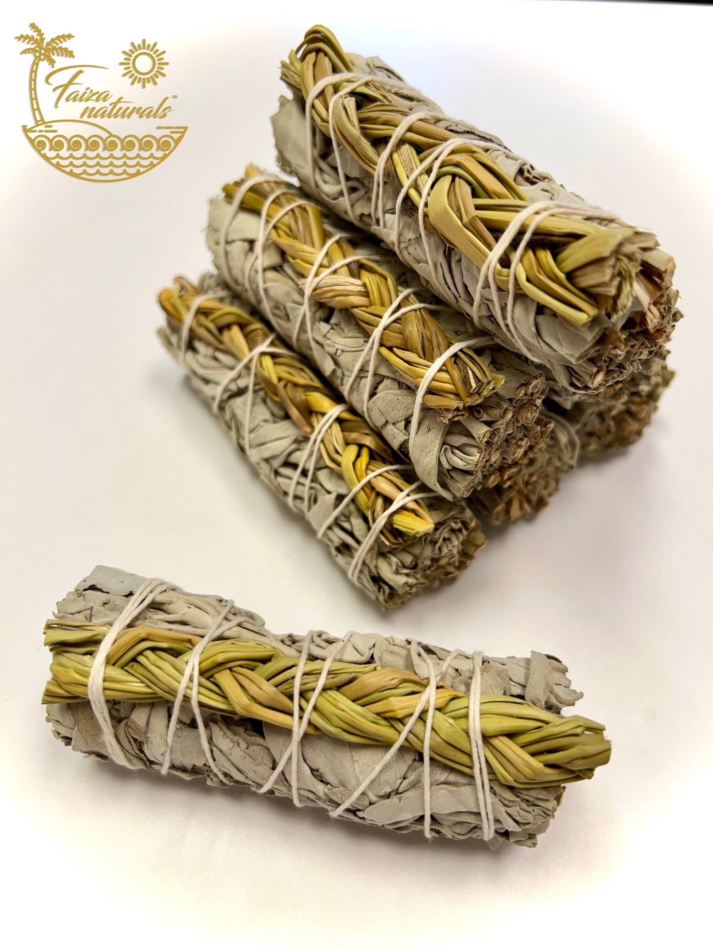 Braided Sweetgrass with White Sage Bundles