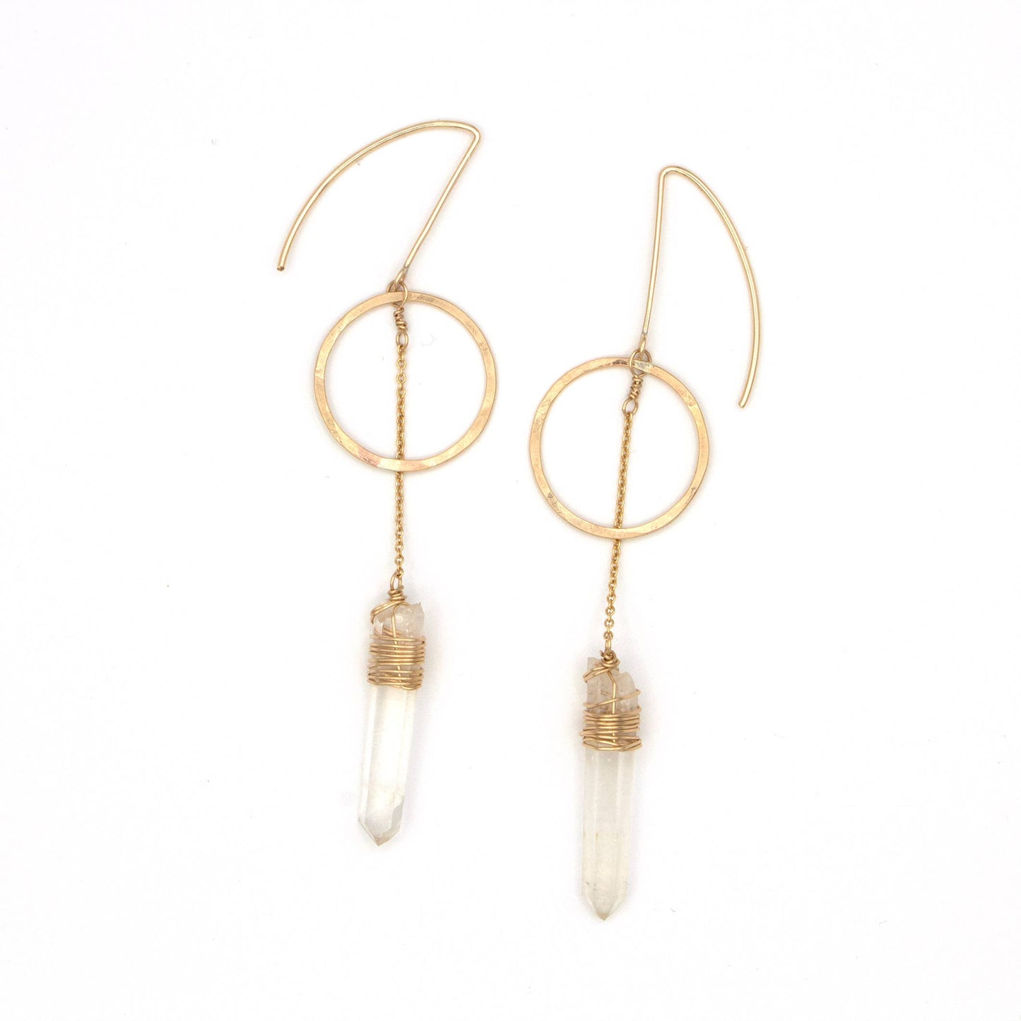 Lemurian Quartz Full Moon Earrings 14k Gold Filled