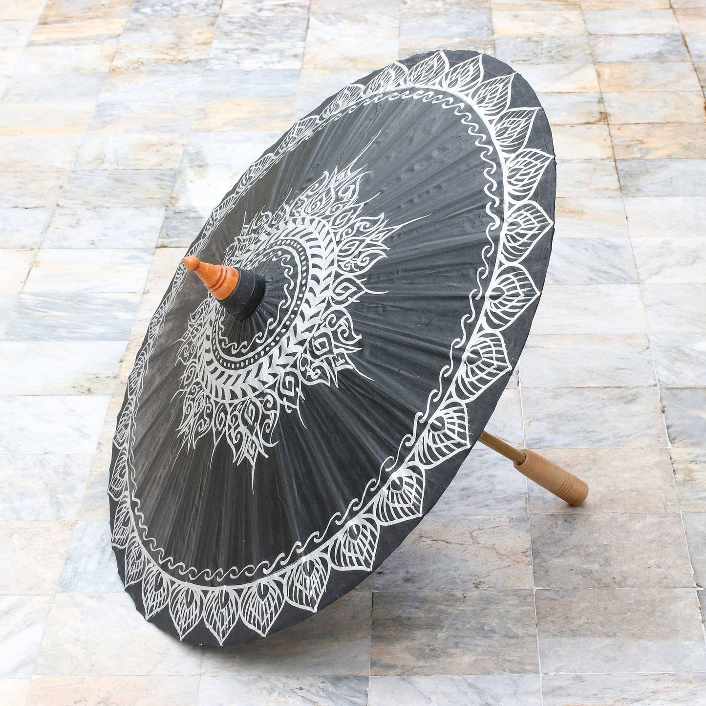 Novica Handmade Charming Thai In Silver Bamboo Parasol