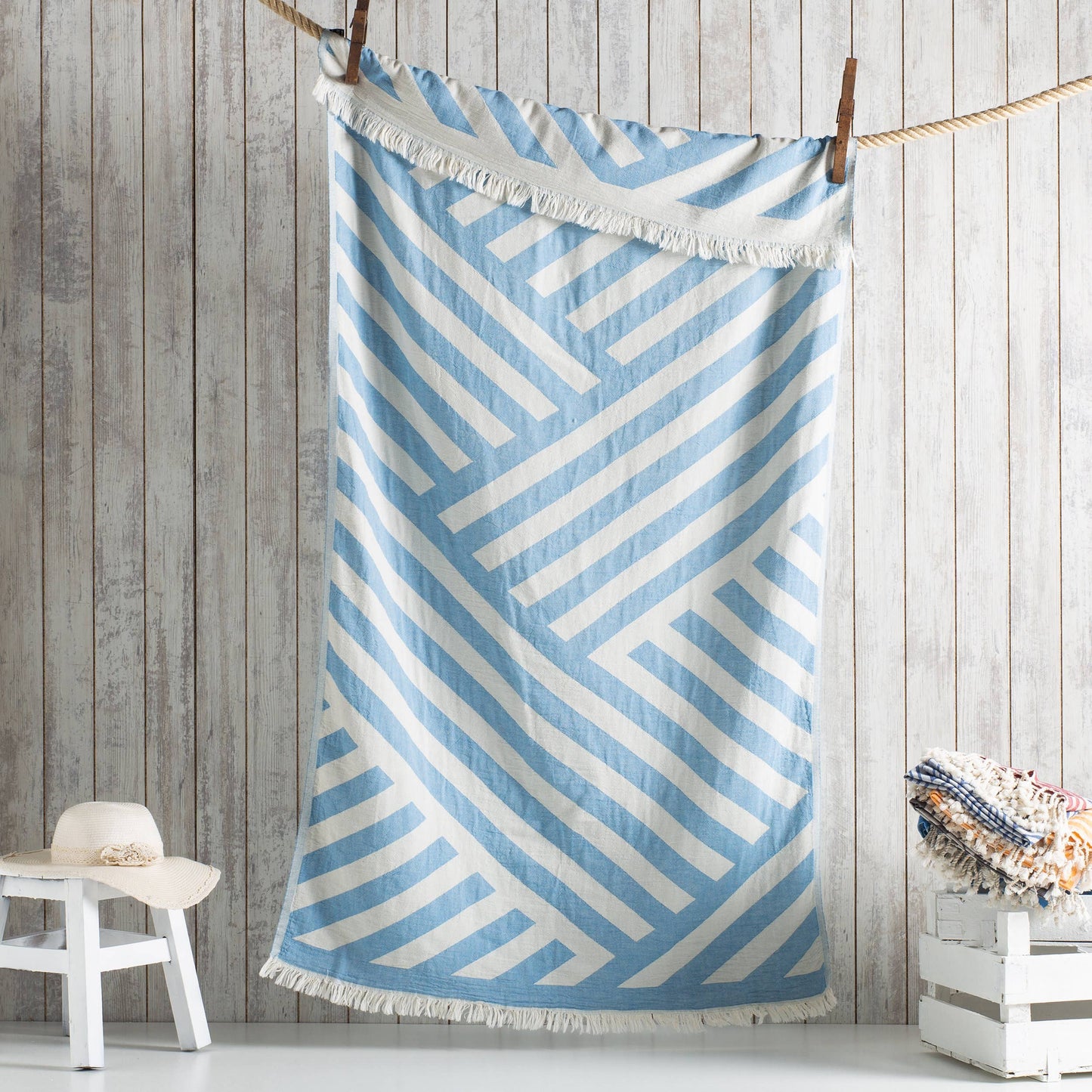 Harmony of Yarn Turkish Beach Towels Cotton 35x70" Pool Bath: Blue