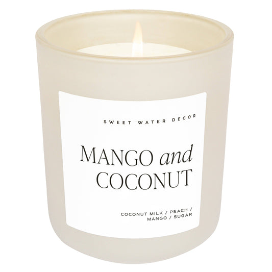 Mango and Coconut 15 oz Soy Candle, Matte Jar - Home Decor